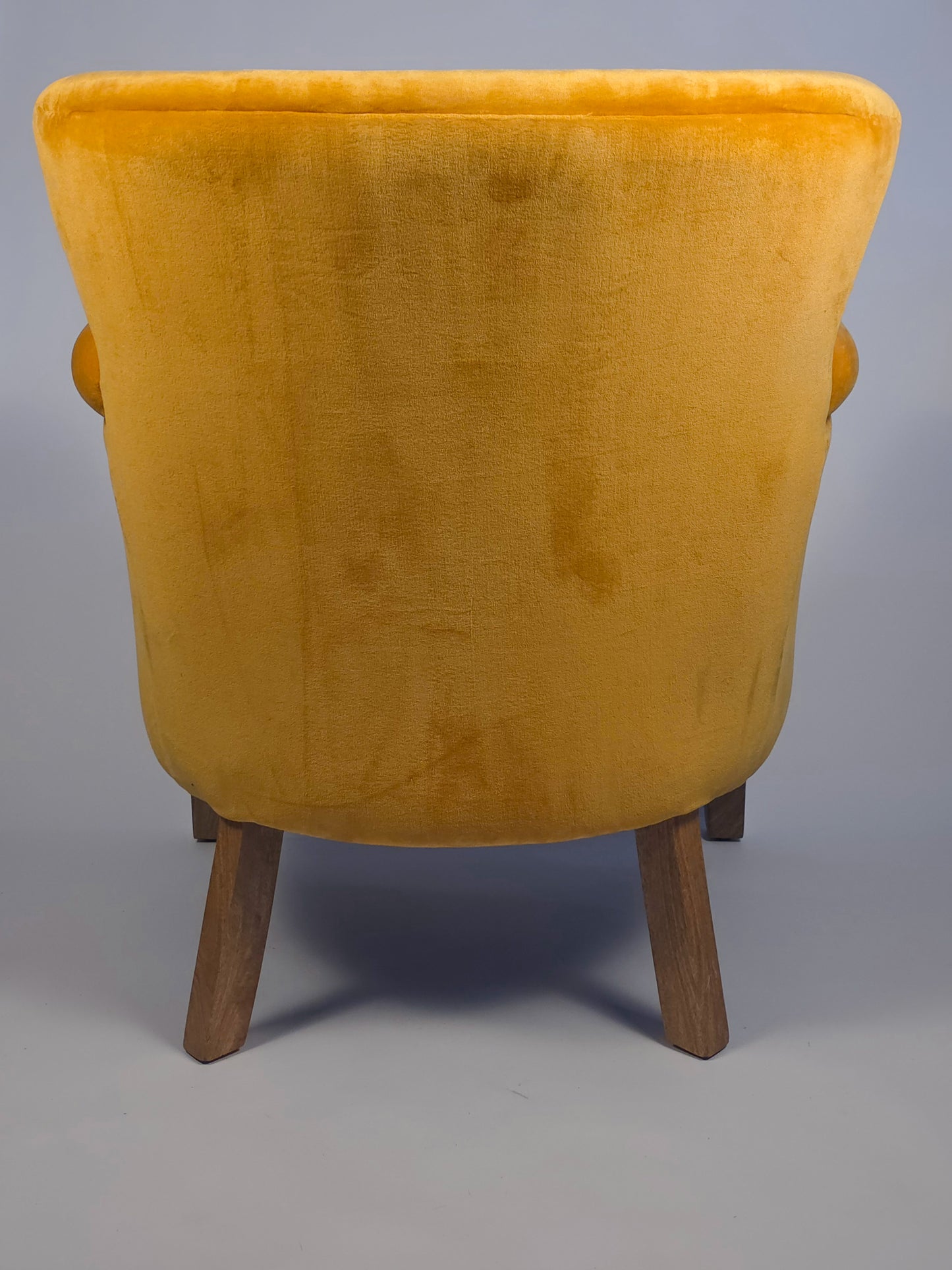 The Jaipur Cotton Velvet Wingback Chair - Mustard Gold