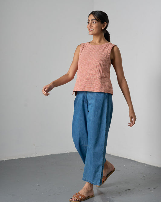 The 'Sunny-Side' - Rust Checked Blouse