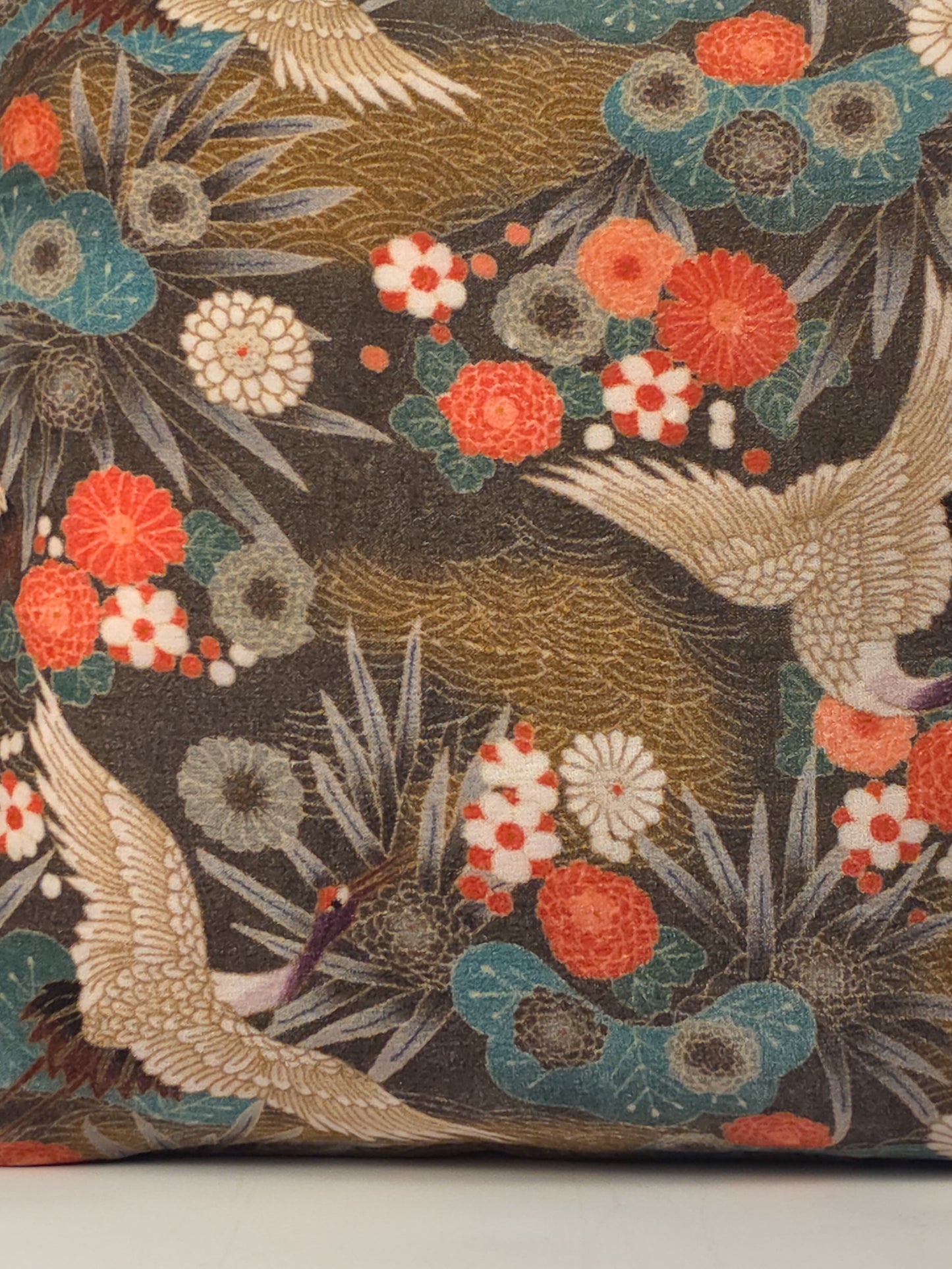 Cotton Velvet Crane Cushion