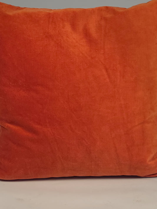 Cotton Velvet Plain Orange Cushion