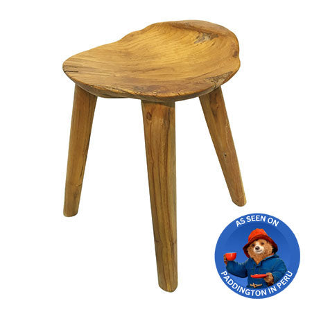 Teak Root curved stool