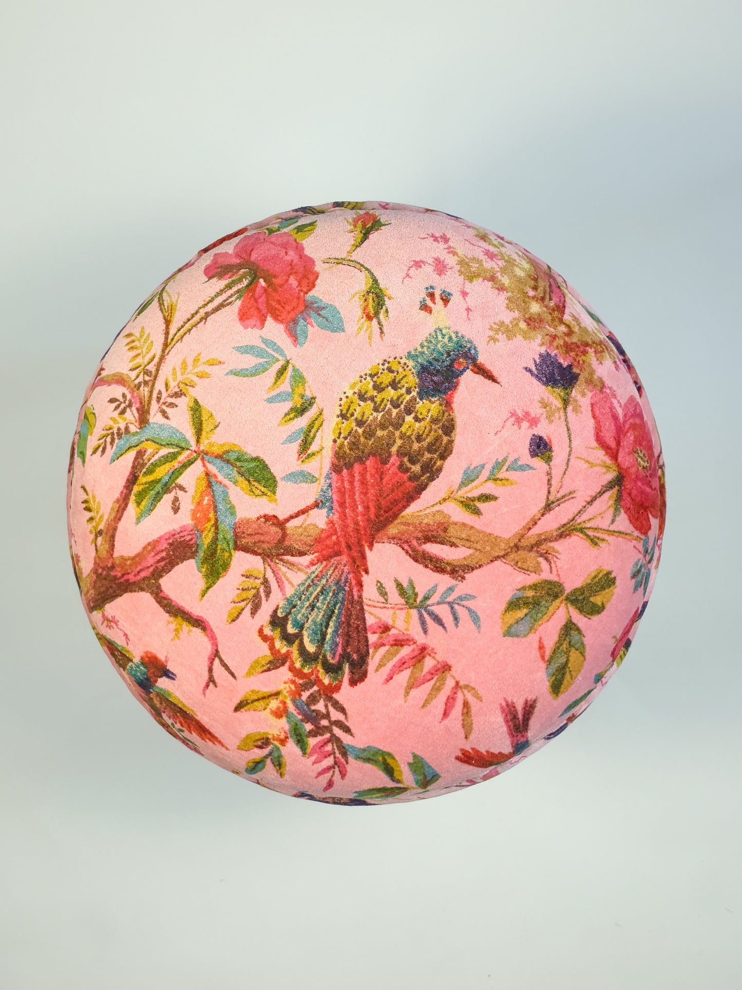 Cotton Velvet Upholstered Footstool - Jaipur Print