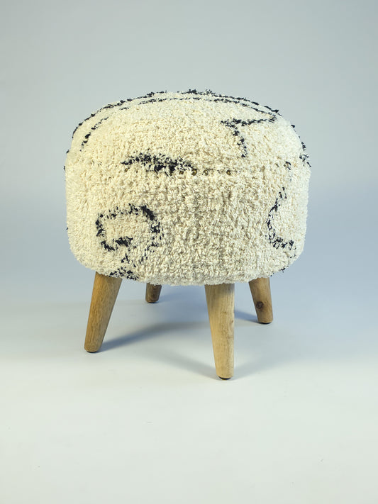 Cotton Upholstered Footstool - Jaipur Print