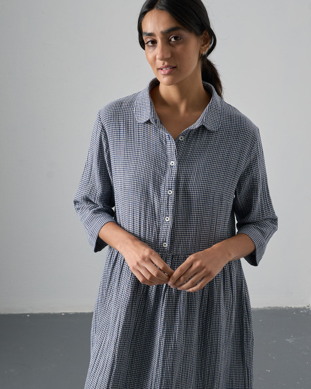 The 'Sea-Breeze' Navy Check Cotton Dress