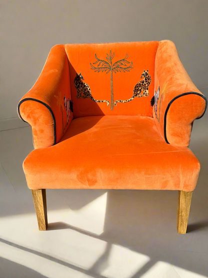 Orange Embroidered Armchair