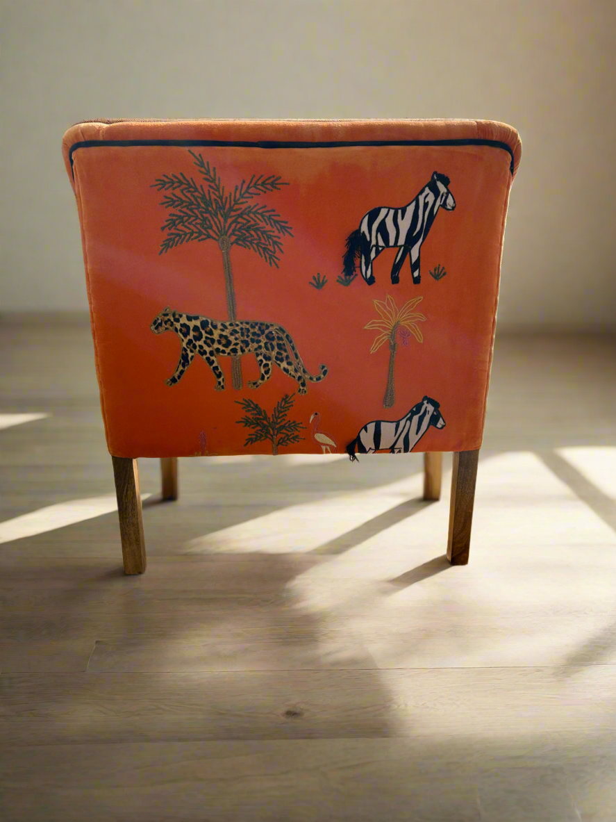 Orange Embroidered Armchair