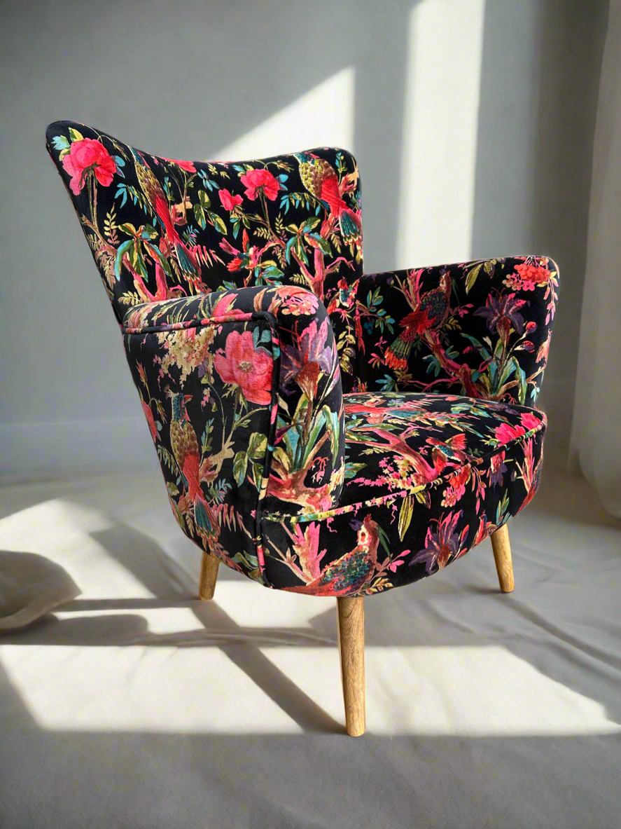Black Paradise Velvet Armchair
