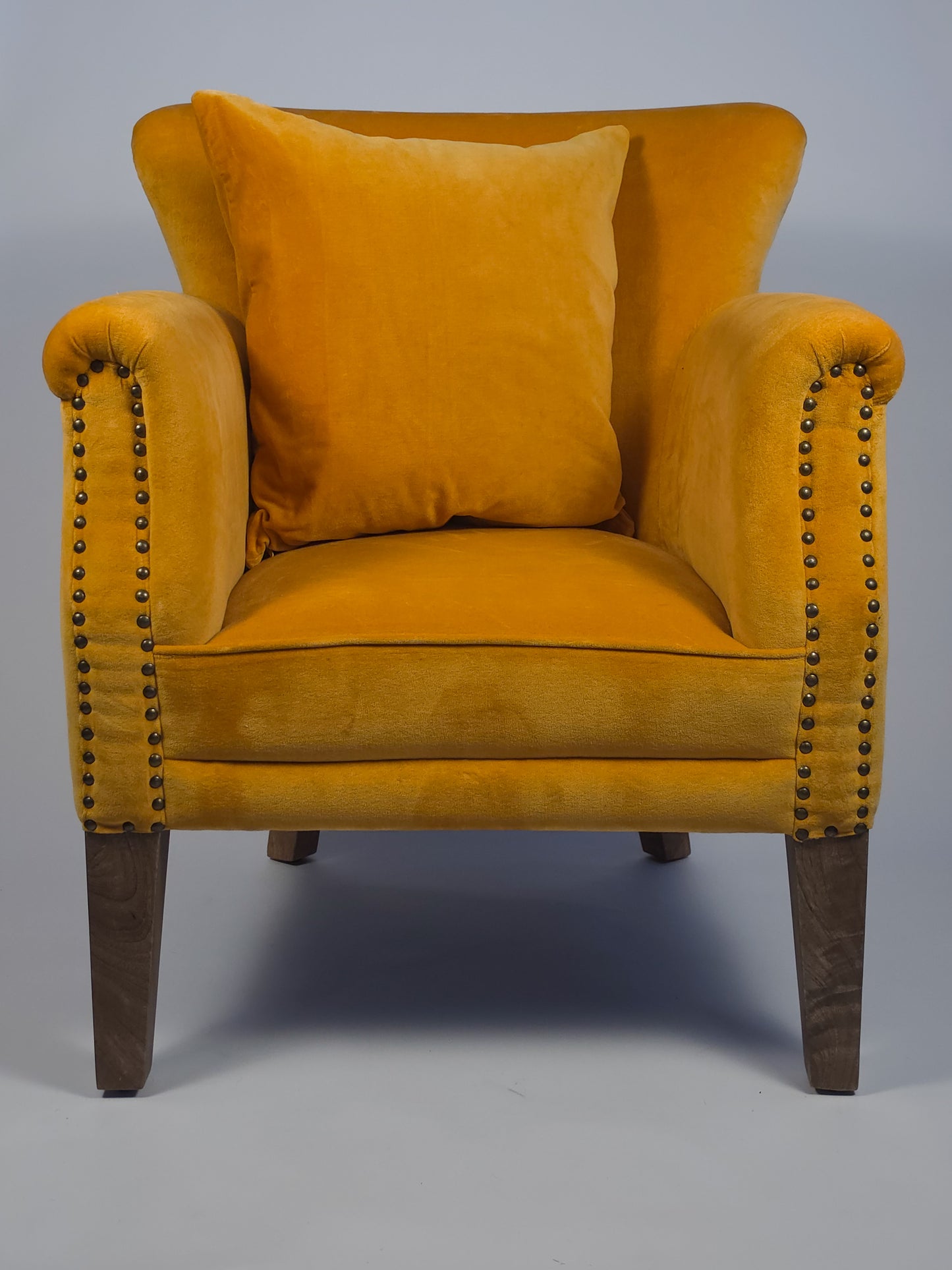 The Jaipur Cotton Velvet Wingback Chair - Mustard Gold