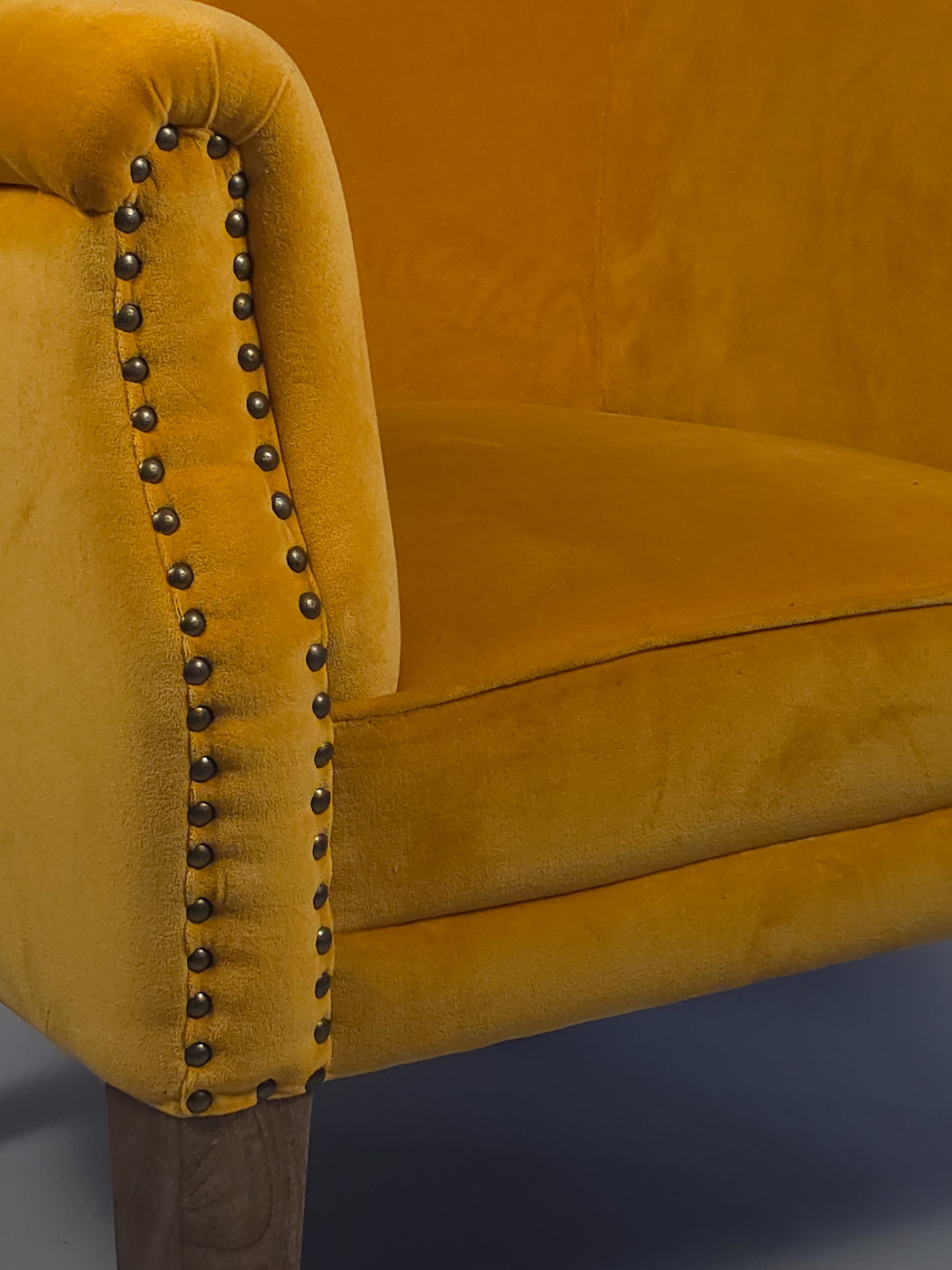 The Jaipur Cotton Velvet Wingback Chair - Mustard Gold