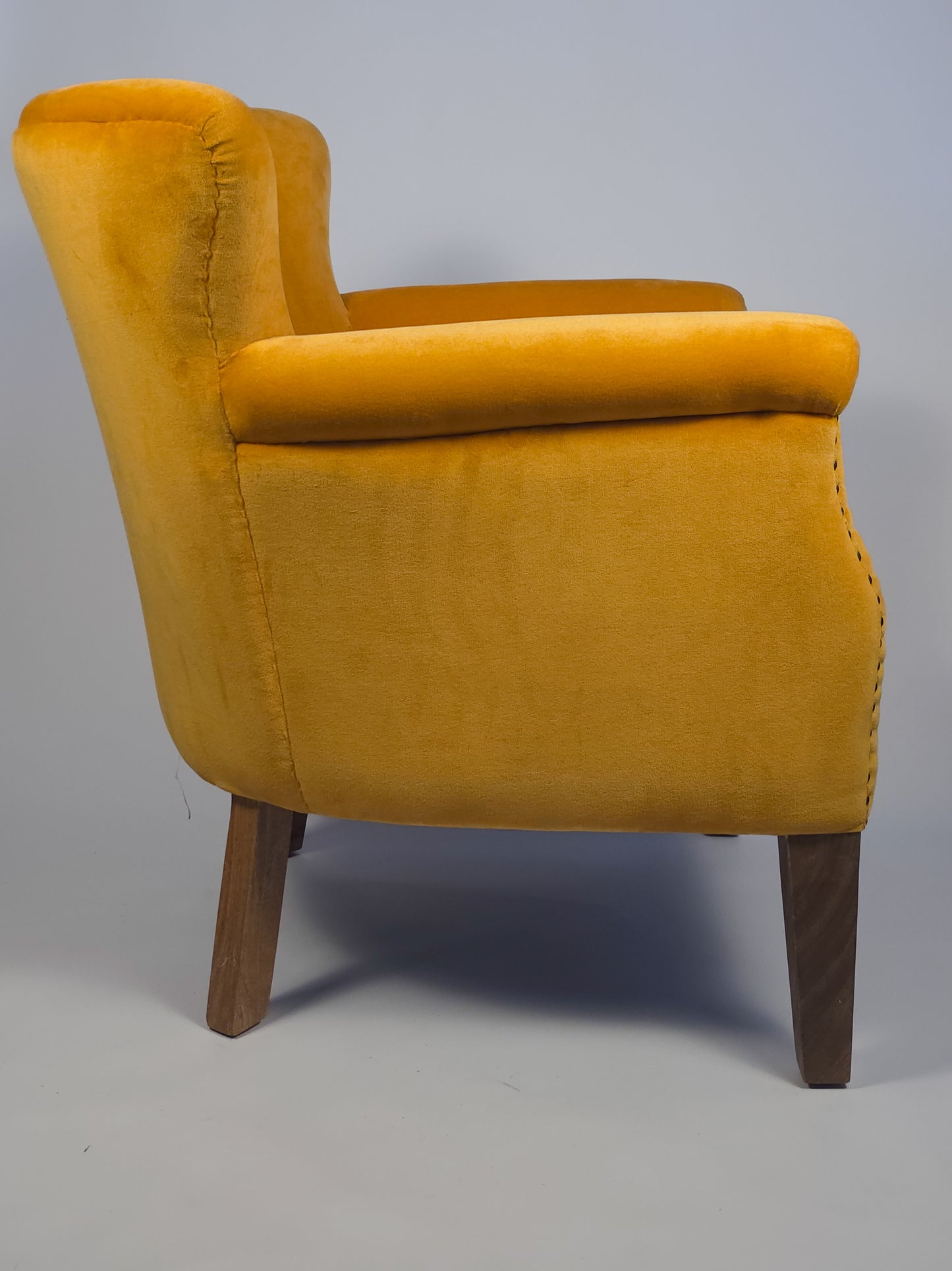 The Jaipur Cotton Velvet Wingback Chair - Mustard Gold