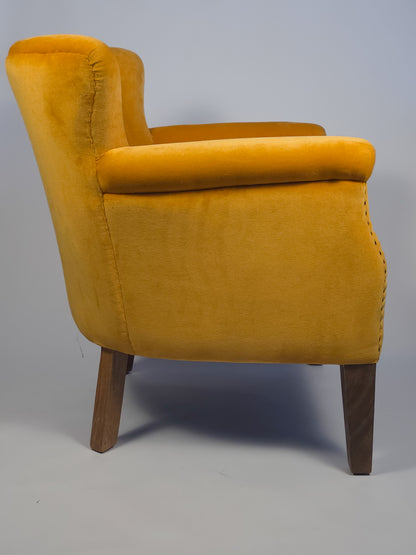 The Jaipur Cotton Velvet Wingback Chair - Mustard Gold