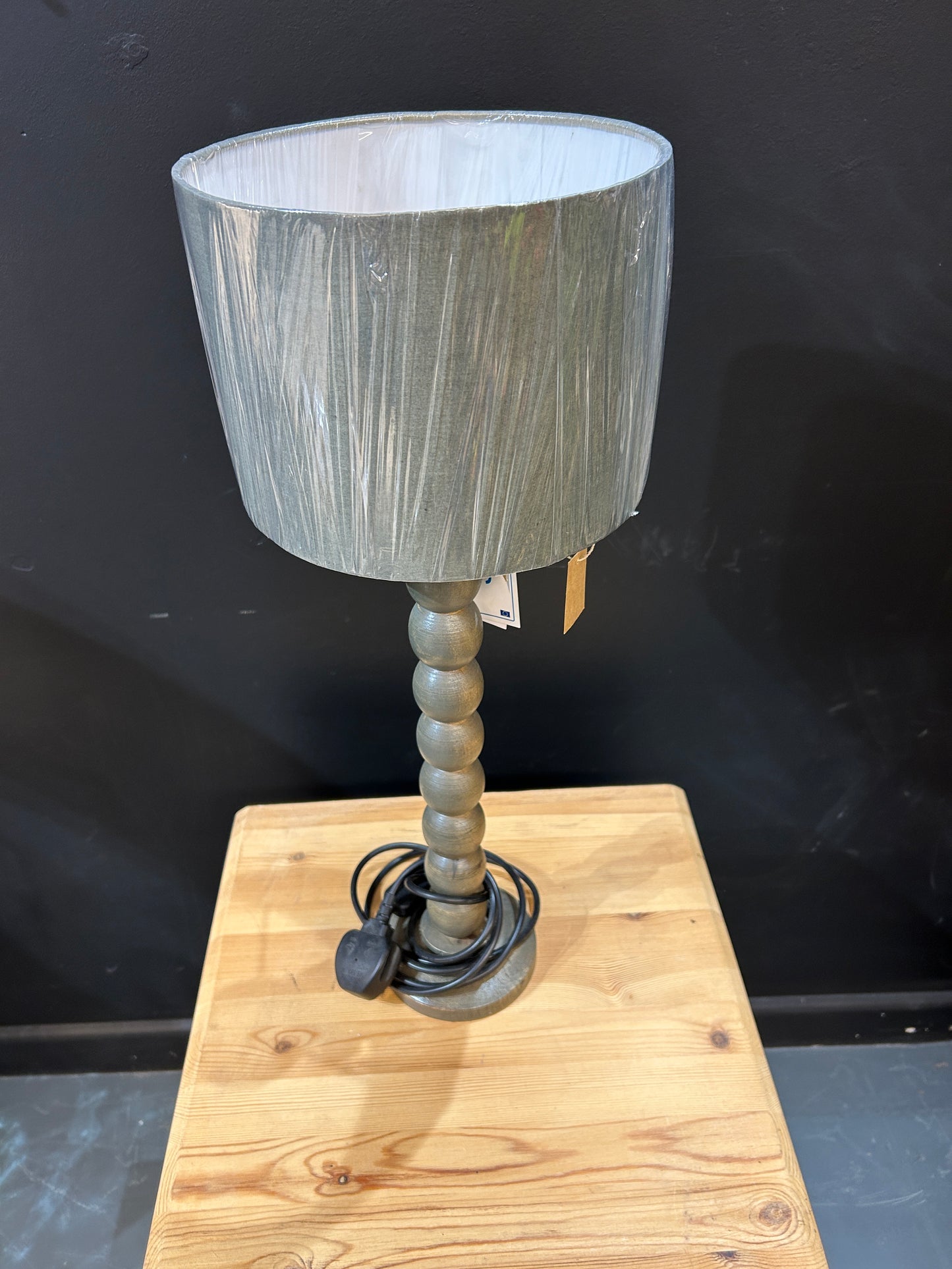 Wooden Lamp with Grey shade