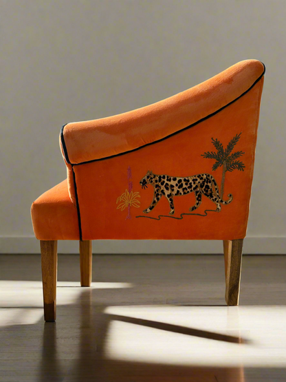 Orange Embroidered Armchair