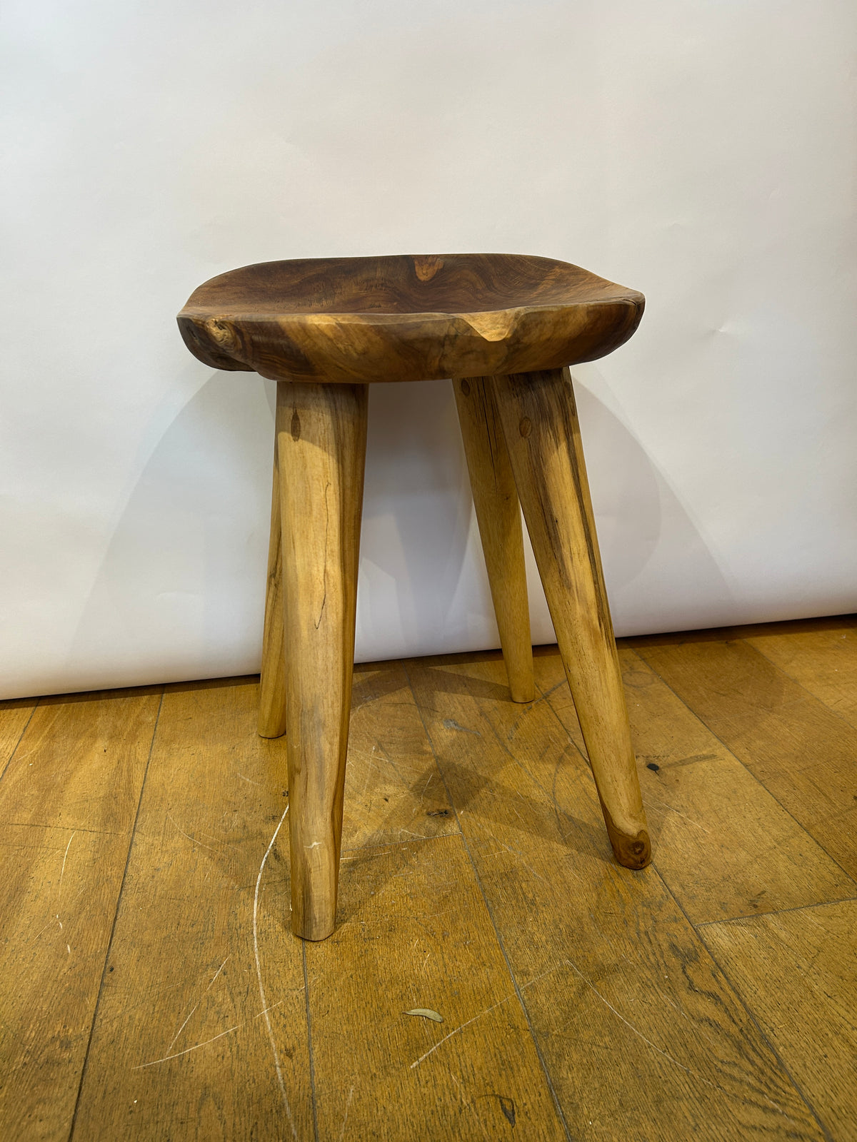 Teak Root curved stool