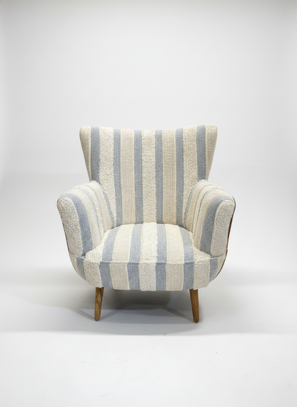 Blue and White Tufted Chair
