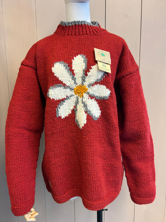 Red Daisy wool Sweater
