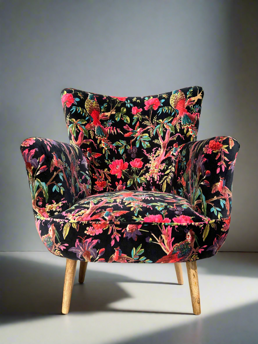 Black Paradise Velvet Armchair