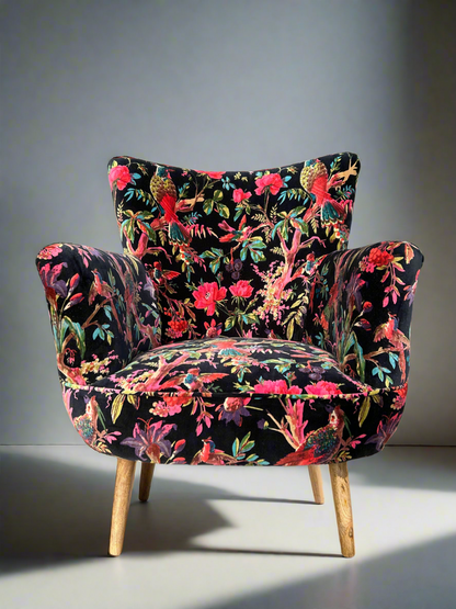 Black Paradise Velvet Armchair