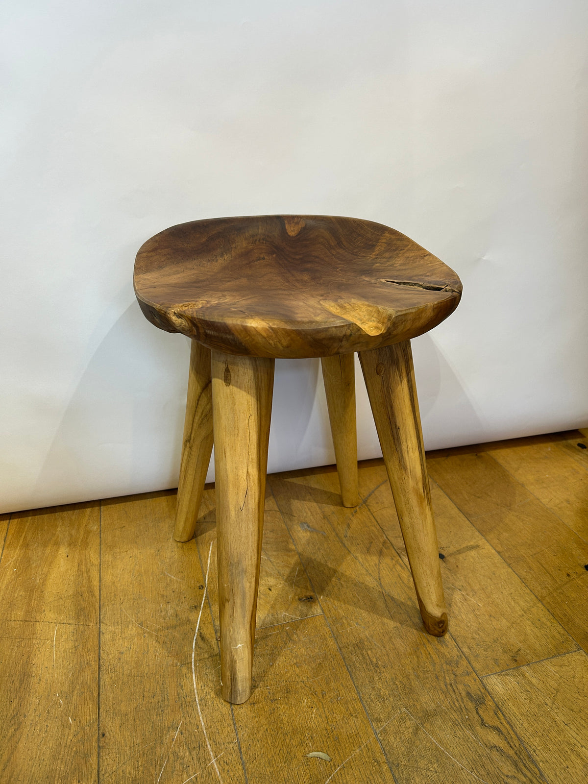 Teak Root curved stool