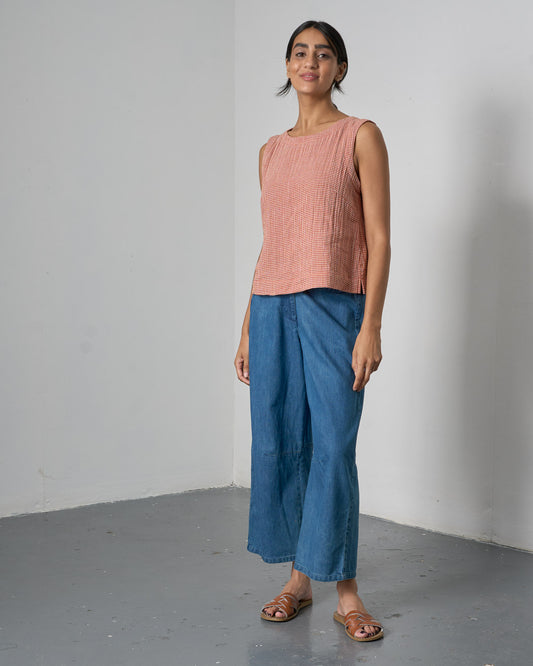 The 'Sunny-Side' - Rust Checked Blouse