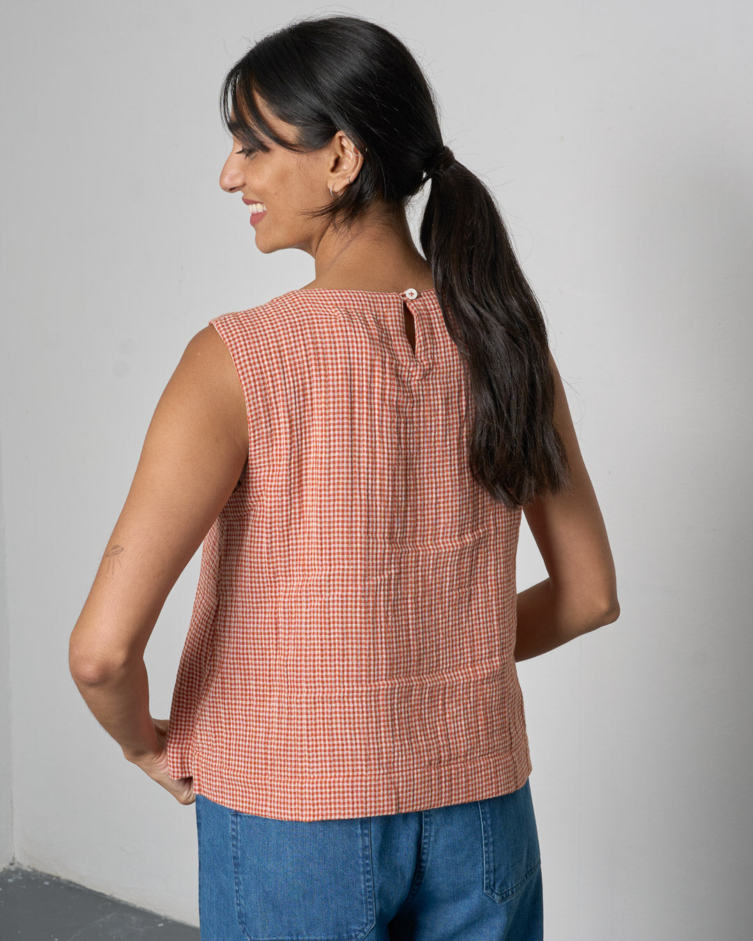 The 'Sunny-Side' - Rust Checked Blouse