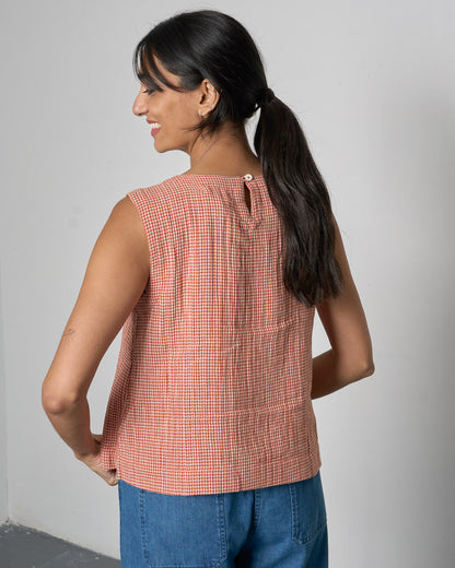 The 'Sunny-Side' - Rust Checked Blouse