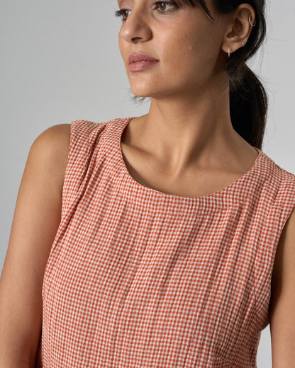 The 'Sunny-Side' - Rust Checked Blouse