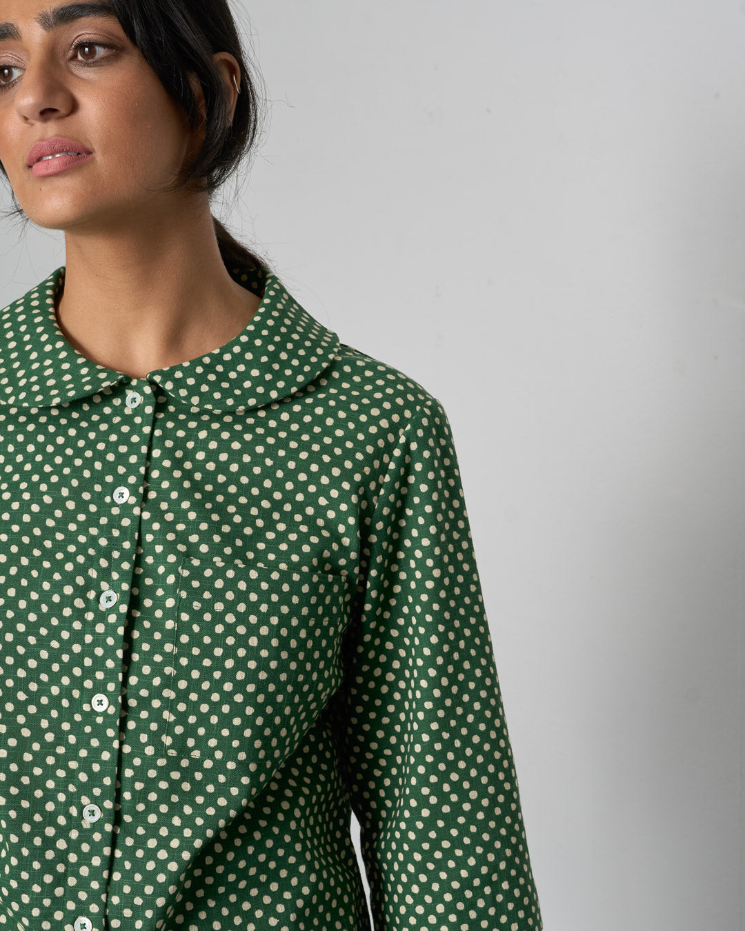 The 'All-Season' - Green Dot Cotton Blouse