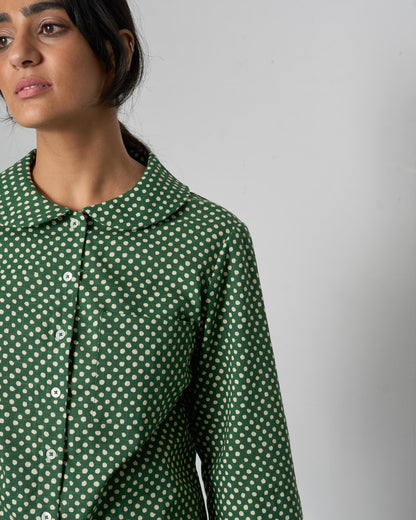 The 'All-Season' - Green Dot Cotton Blouse