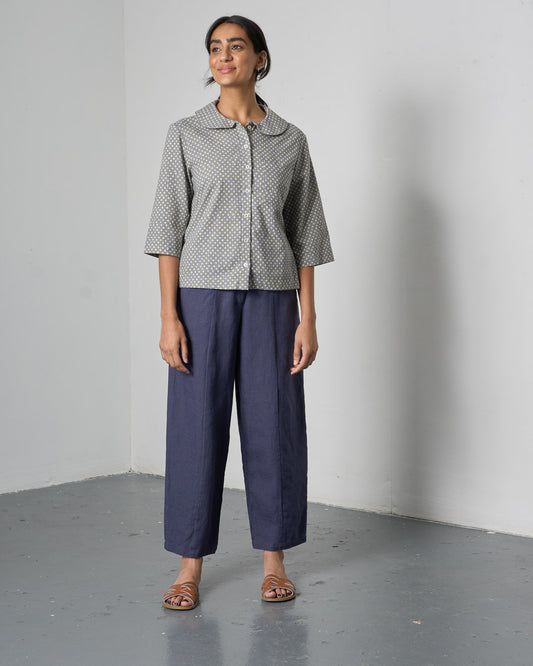 The 'All-Season' - Grey Dot Cotton Blouse