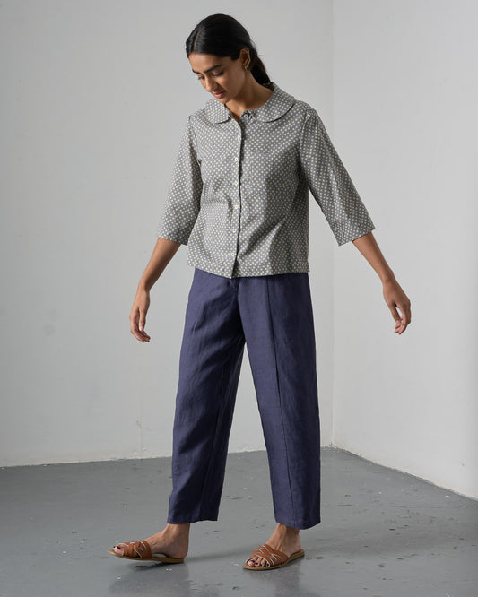 The 'All-Season' - Grey Dot Cotton Blouse
