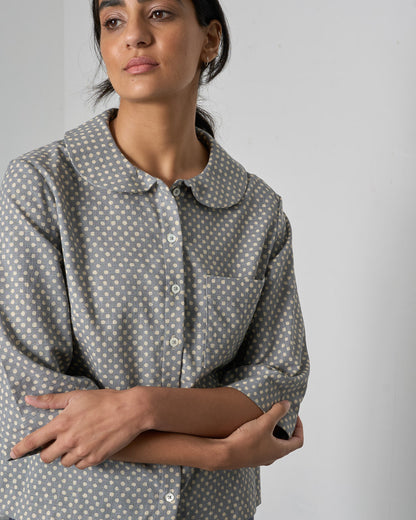 The 'All-Season' - Grey Dot Cotton Blouse