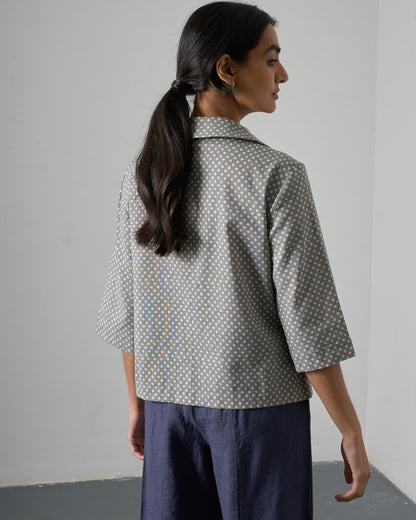 The 'All-Season' - Grey Dot Cotton Blouse