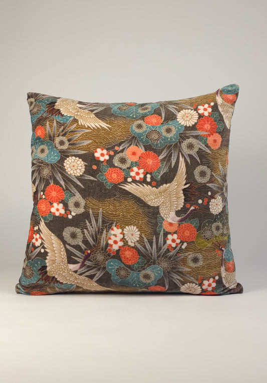Cotton Velvet Crane Cushion