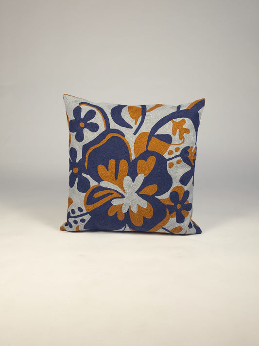 Cotton Abstract Blue and Orange Cushion
