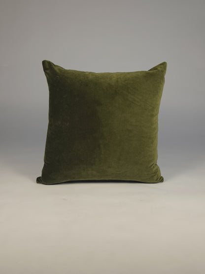 Cotton Velvet Plain  Green Cushion