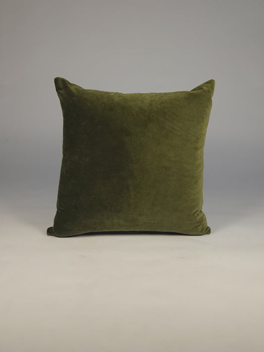 Cotton Velvet Plain  Green Cushion