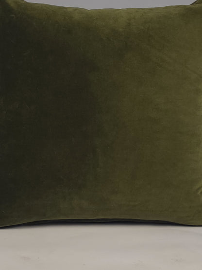 Cotton Velvet Plain  Green Cushion