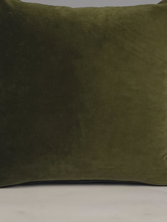 Cotton Velvet Plain  Green Cushion