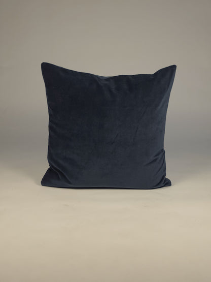 Cotton Velvet Plain Navy Blue Cushion