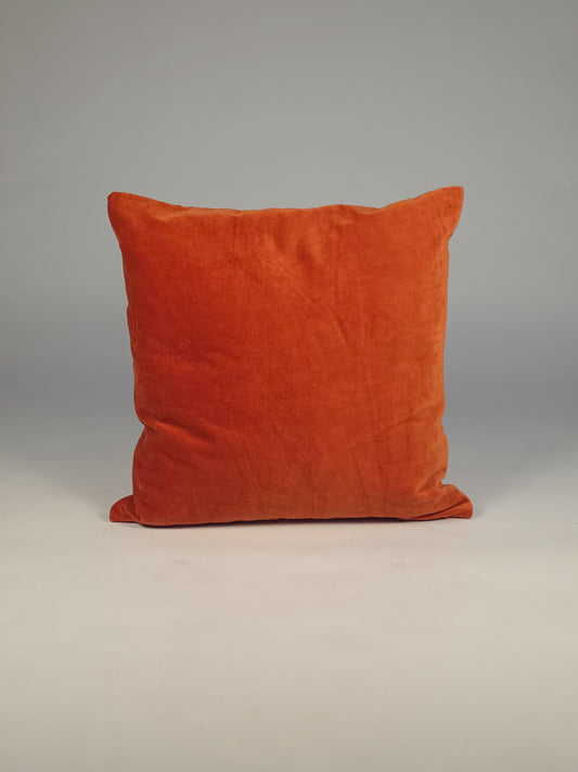 Cotton Velvet Plain Orange Cushion