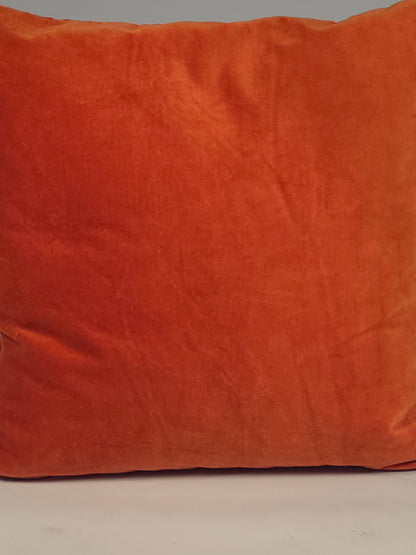 Cotton Velvet Plain Orange Cushion