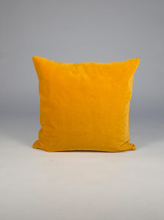 Cotton Velvet Plain Yellow Cushion