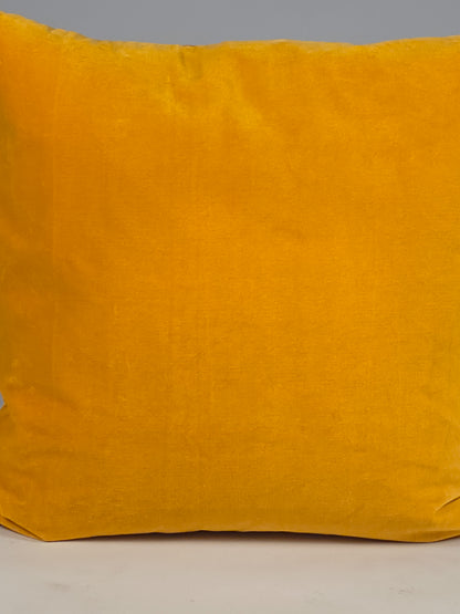 Cotton Velvet Plain Yellow Cushion