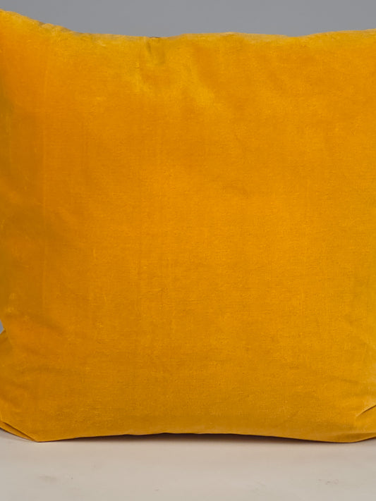 Cotton Velvet Plain Yellow Cushion