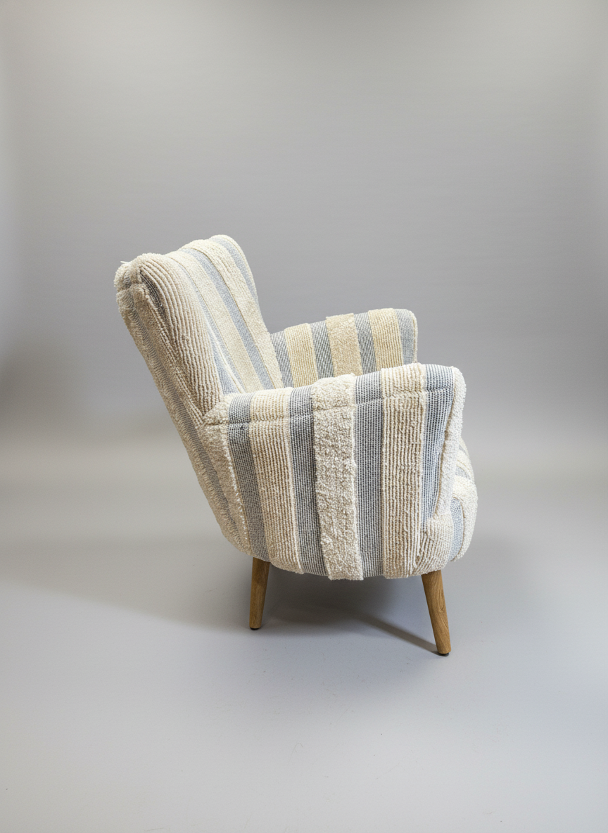 Blue and White Tufted Chair