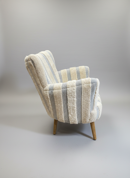 Blue and White Tufted Chair