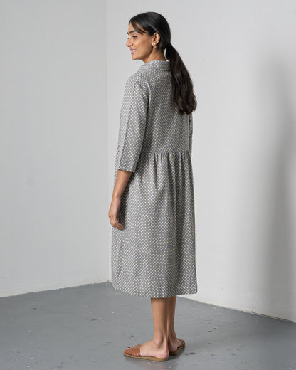 The 'Sea-Breeze' Grey Dot Cotton Dress