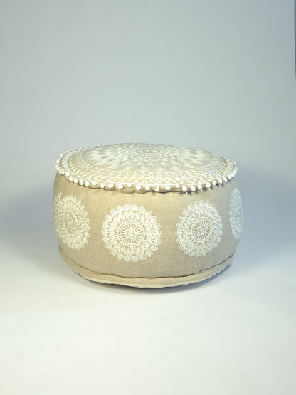 Cream Mandala Floor Cushion
