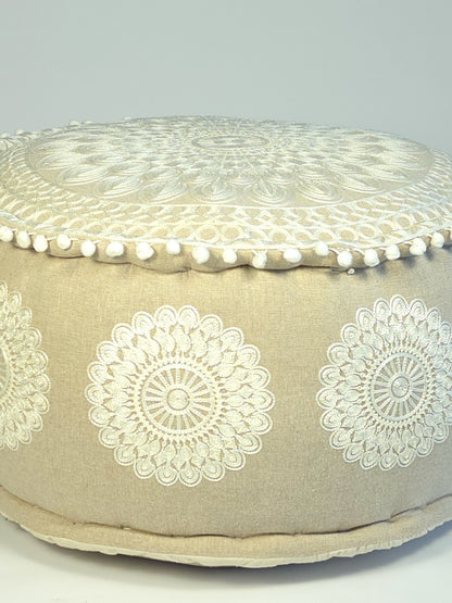 Cream Mandala Floor Cushion